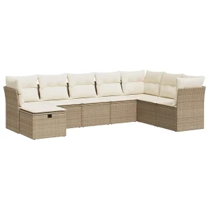 8-delige Loungeset met kussens poly rattan beige 8-delige Loungeset met kussens poly rattan beige