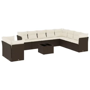 11-delige Loungeset met kussens poly rattan bruin 11-delige Loungeset met kussens poly rattan bruin