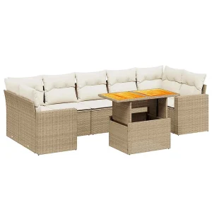 8-delige Loungeset met kussens poly rattan beige 8-delige Loungeset met kussens poly rattan beige
