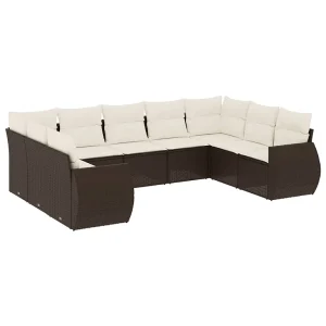 9-delige Loungeset met kussens poly rattan bruin 9-delige Loungeset met kussens poly rattan bruin