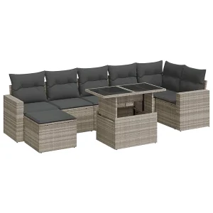 8-delige Loungeset met kussens poly rattan lichtgrijs 8-delige Loungeset met kussens poly rattan lichtgrijs