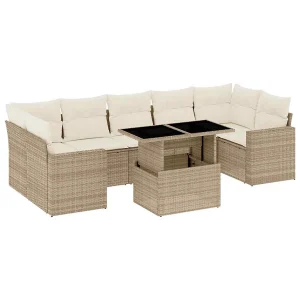 8-delige Loungeset met kussens poly rattan beige 8-delige Loungeset met kussens poly rattan beige