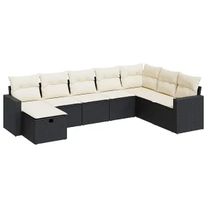 8-delige Loungeset met kussens poly rattan zwart 8-delige Loungeset met kussens poly rattan zwart