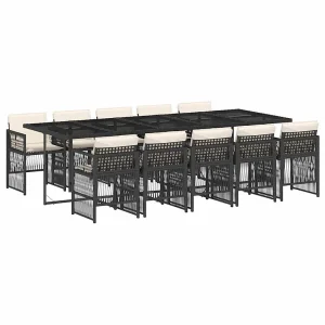 11-delige Tuinset met kussens poly rattan zwart 11-delige Tuinset met kussens poly rattan zwart