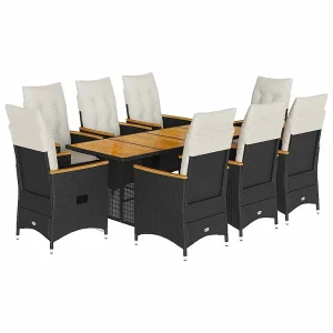 9-delige Tuinset poly rattan zwart 9-delige Tuinset poly rattan zwart