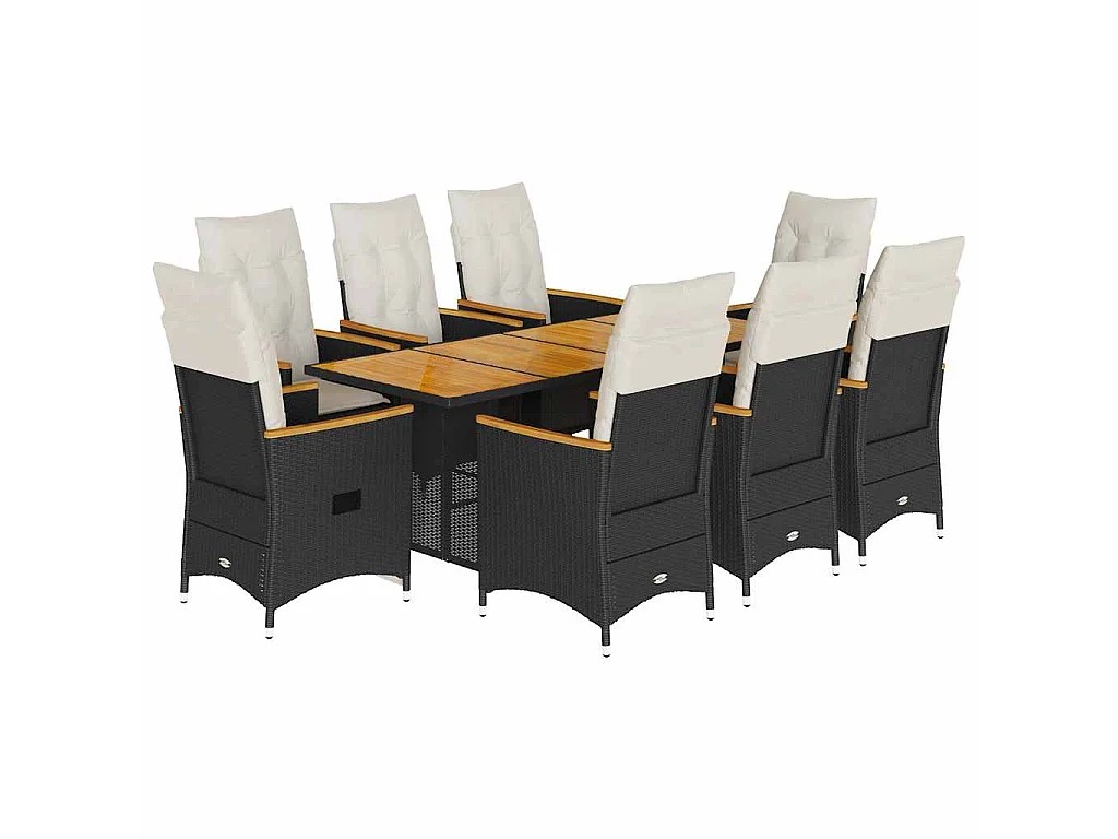 9-delige Tuinset poly rattan zwart