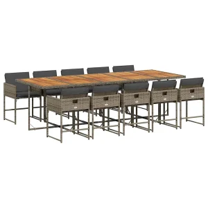 11-delige Tuinset met kussens poly rattan grijs 11-delige Tuinset met kussens poly rattan grijs