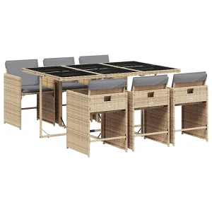 7-delige Tuinset met kussens poly rattan gemengd beige 7-delige Tuinset met kussens poly rattan gemengd beige