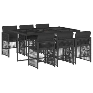 7-delige Tuinset met kussens poly rattan zwart 7-delige Tuinset met kussens poly rattan zwart