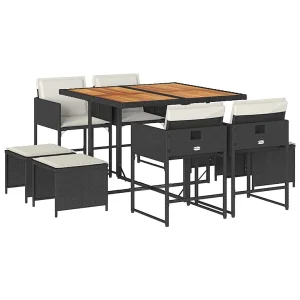 9-delige Tuinset poly rattan zwart 9-delige Tuinset poly rattan zwart