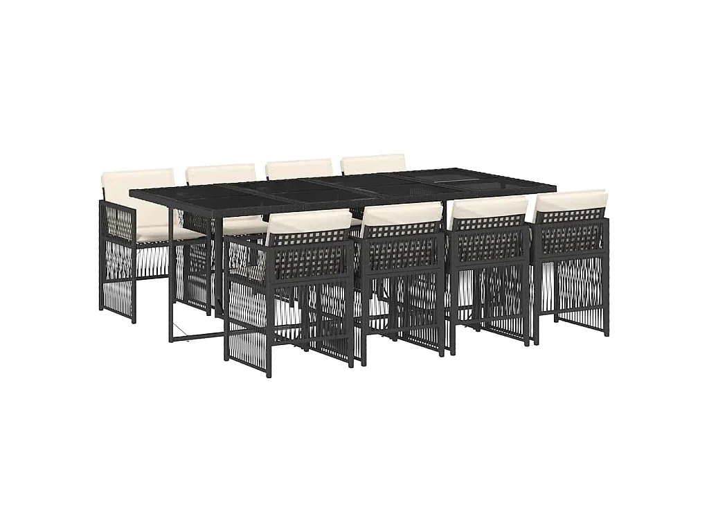 9-delige Tuinset poly rattan zwart