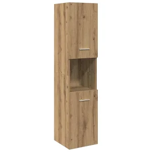 Badkamerwandkast 30x30x130cm bewerkt hout artisanaal eikenkleur Badkamerwandkast 30x30x130cm bewerkt hout artisanaal eikenkleur
