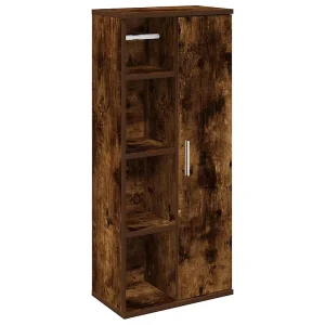 Badkamerkast met rolhouder 39x22x90 cm gerookt eikenkleurig