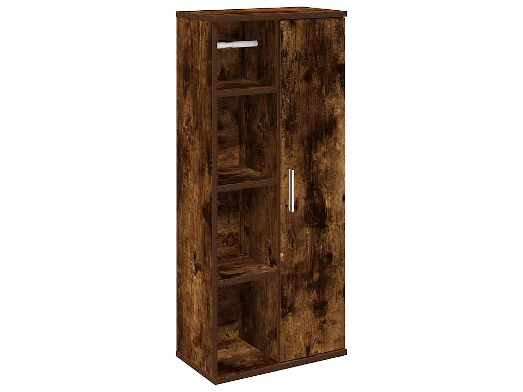 Badkamerkast met rolhouder 39x22x90 cm gerookt eikenkleurig
