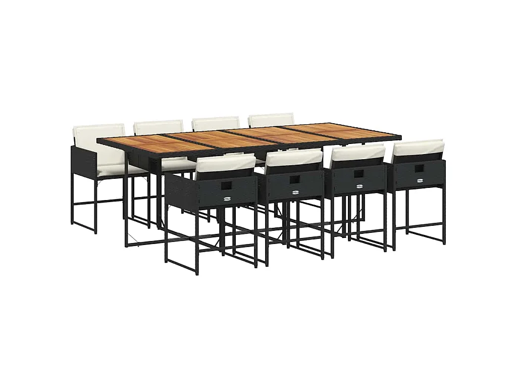 9-delige Tuinset poly rattan zwart