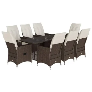 9-delige Tuinset met kussens poly rattan bruin 9-delige Tuinset met kussens poly rattan bruin