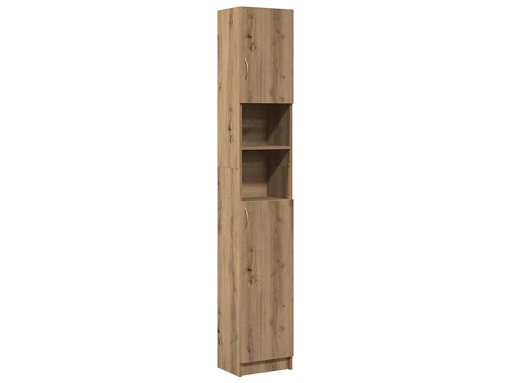 Badkamerkast 32x25,5x190cm bewerkt hout artisanaal eikenkleurig