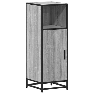 Badkamerkast 35×37,5x100cm bewerkt hout grijs sonoma eikenkleur
