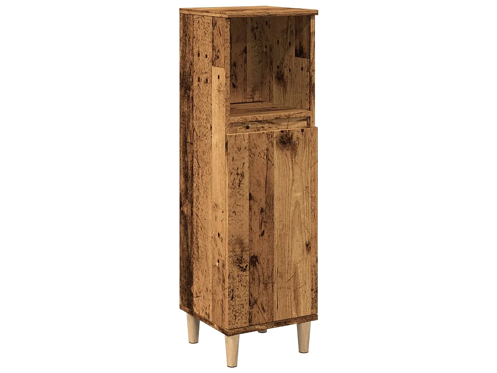 Badkamerkast 30x30x100 cm bewerkt hout oud houtkleurig