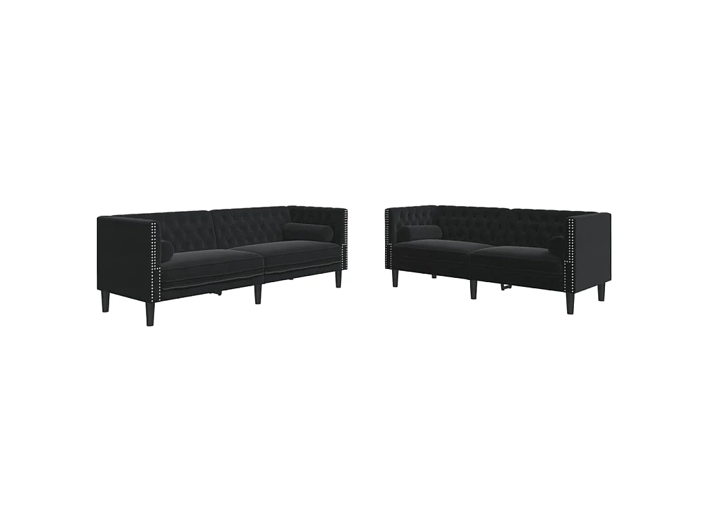 2-delige Loungeset Chesterfield met bolsters fluweel zwart
