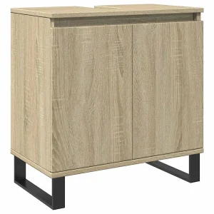 Badkamerkast 58x33x60 cm bewerkt hout sonoma eikenkleurig