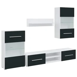 5-delige Tv-meubels met LED-verlichting bewerkt hout matindigo 5-delige Tv-meubels met LED-verlichting bewerkt hout matindigo
