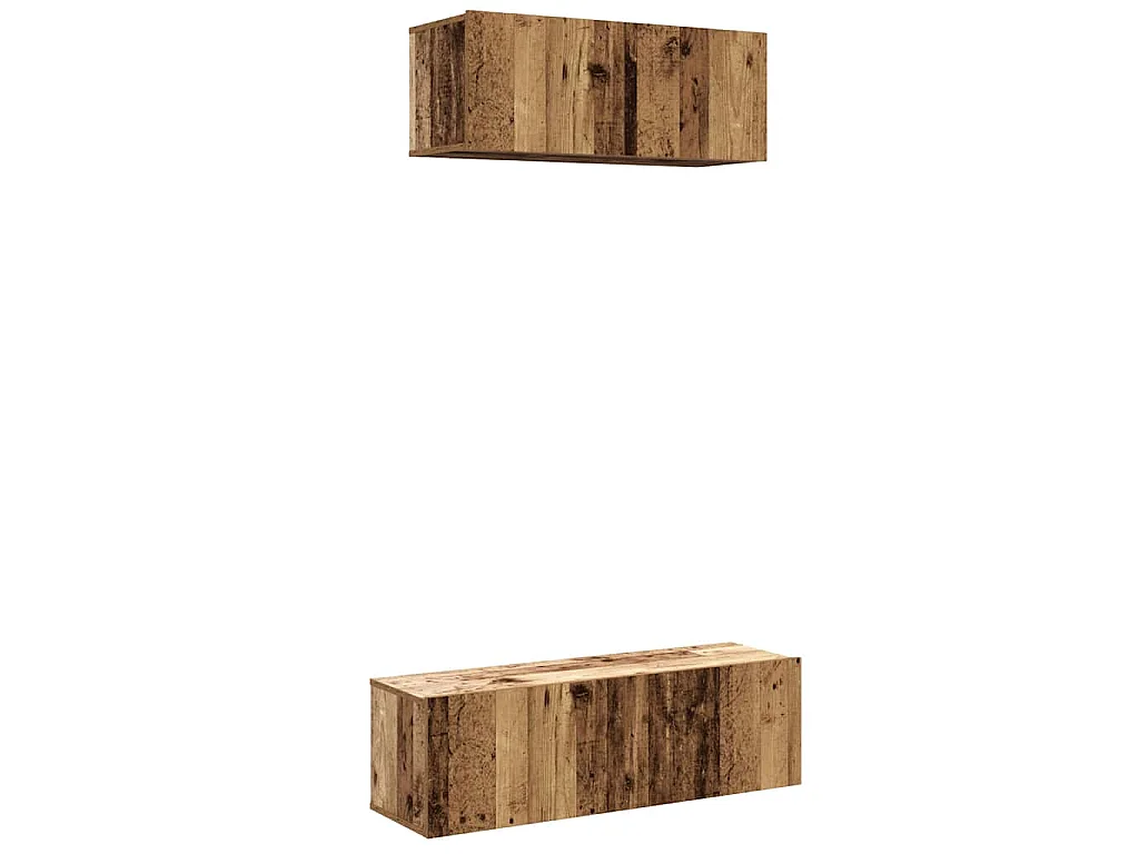 2-delig Tv-meubelset wandmontage bewerkt hout oud houtkleurig