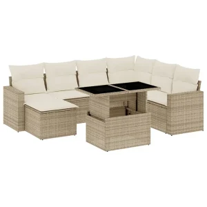 8-delige Loungeset met kussens poly rattan beige 8-delige Loungeset met kussens poly rattan beige