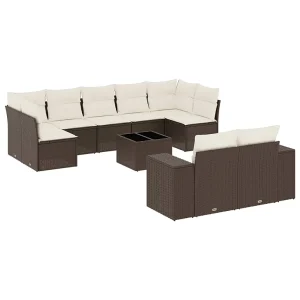 10-delige Loungeset met kussens poly rattan bruin 10-delige Loungeset met kussens poly rattan bruin