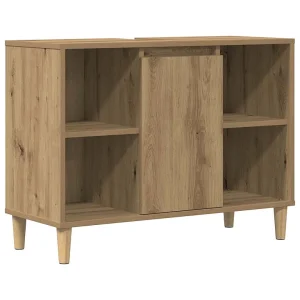 Badkamerkast 80x33x60 cm bewerkt hout artisanaal eikenkleur Badkamerkast 80x33x60 cm bewerkt hout artisanaal eikenkleur