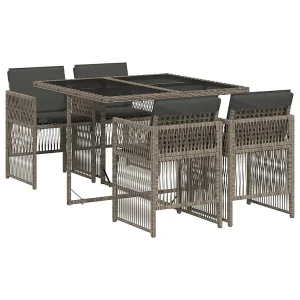 5-delige Tuinset met kussens poly rattan grijs 5-delige Tuinset met kussens poly rattan grijs