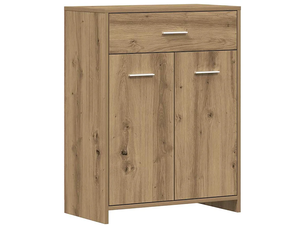 Badkamerkast 60x33x80 cm bewerkt hout artisanaal eikenkleurig