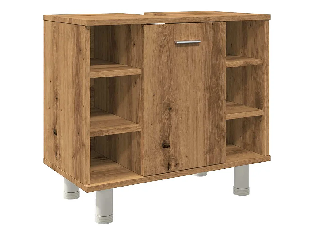 Badkamerkast 60x32x53,5 cm bewerkt hout artisanaal eikenkleur