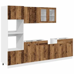 7-delige Keukenkastenset bewerkt hout oud houtkleurig 7-delige Keukenkastenset bewerkt hout oud houtkleurig