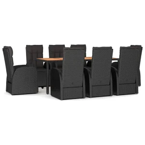 9-delige Tuinset poly rattan zwart