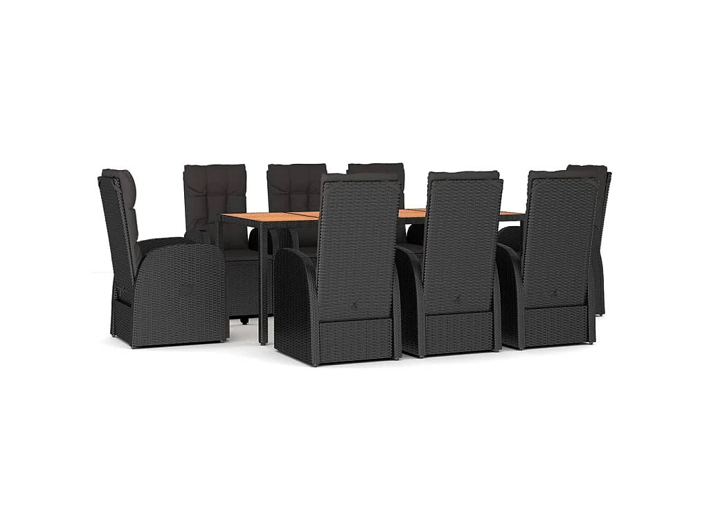 9-delige Tuinset poly rattan zwart