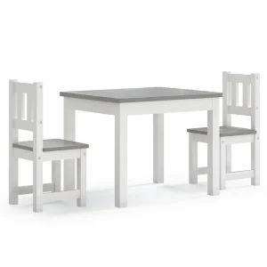 3-delige Kindertafel- en stoelenset MDF wit en grijs 3-delige Kindertafel- en stoelenset MDF wit en grijs