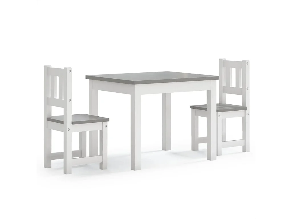 3-delige Kindertafel- en stoelenset MDF wit en grijs