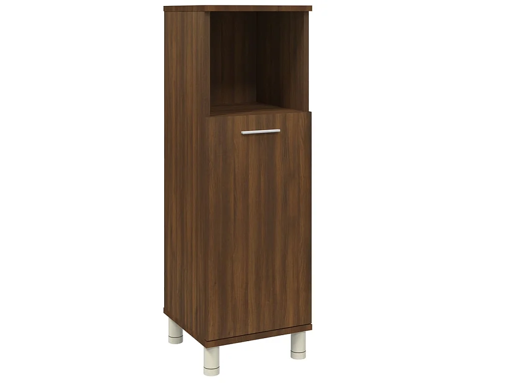 Badkamerkast 30x30x95 cm bewerkt hout bruin eikenkleur