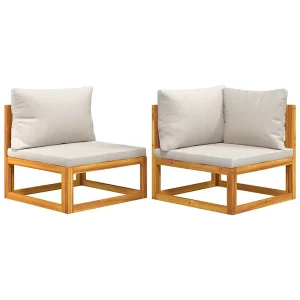 2-delige Loungeset met kussens massief acaciahout 2-delige Loungeset met kussens massief acaciahout
