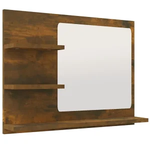 Badkamerspiegel 60×10,5×45 cm bewerkt hout gerookt eikenkleurig Badkamerspiegel 60×10,5×45 cm bewerkt hout gerookt eikenkleurig
