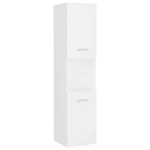 Badkamerkast 30x30x130 cm bewerkt hout wit