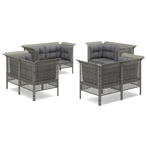 8-delige Loungeset met kussens poly rattan grijs 8-delige Loungeset met kussens poly rattan grijs