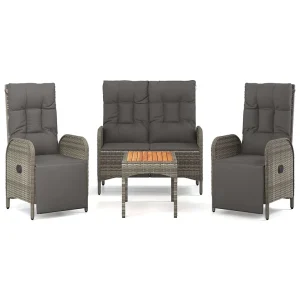 4-delige Tuinset met kussens poly rattan grijs 4-delige Tuinset met kussens poly rattan grijs