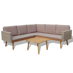 4-delige Loungeset met kussens poly rattan grijs 4-delige Loungeset met kussens poly rattan grijs