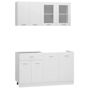 4-delige Keukenkastenset bewerkt hout wit 4-delige Keukenkastenset bewerkt hout wit