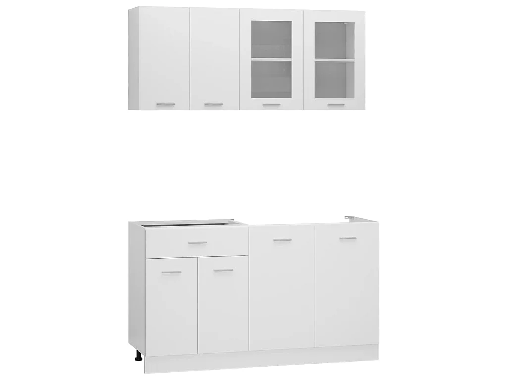 4-delige Keukenkastenset bewerkt hout wit