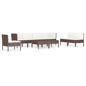 9-delige Loungeset met kussens poly rattan bruin 9-delige Loungeset met kussens poly rattan bruin