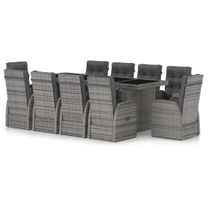 11-delige Tuinset met kussens poly rattan grijs 11-delige Tuinset met kussens poly rattan grijs