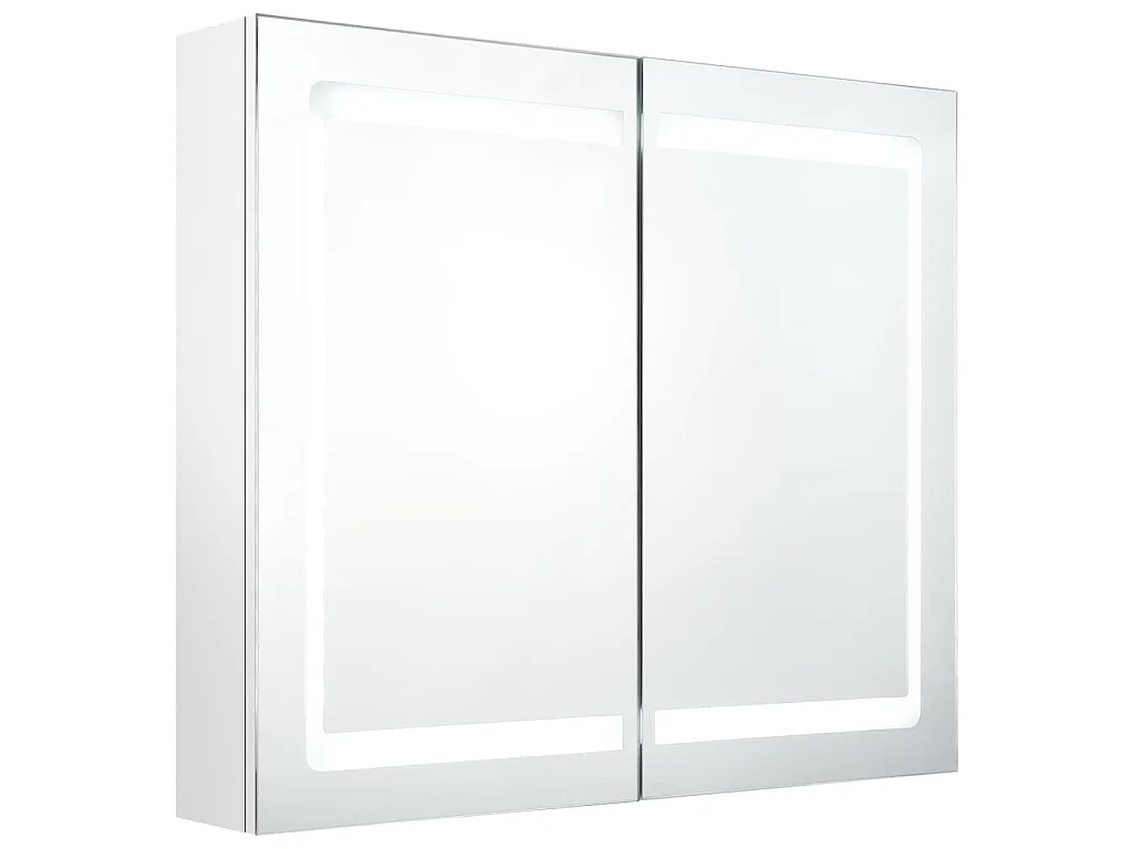 Badkamerkast met spiegel en LED 80x12x68 cm glanzend wit